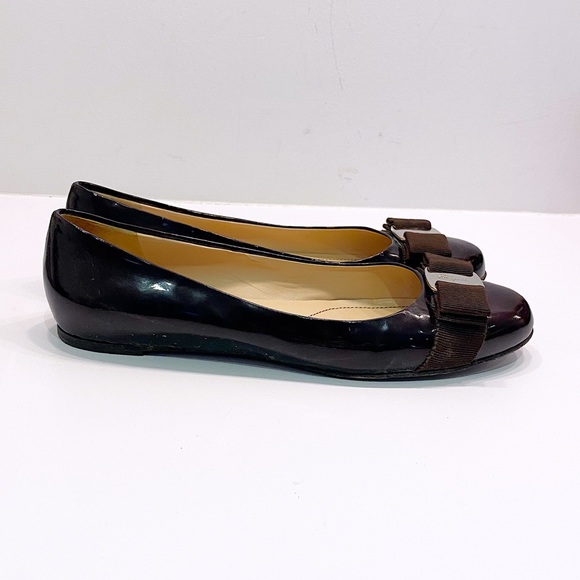 Ferragamo Brown Patent Leather Flats - Picture 3 of 12